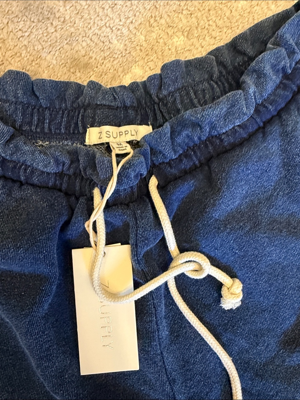Z Supply Blue Terry Lounge Shorts with Drawstring